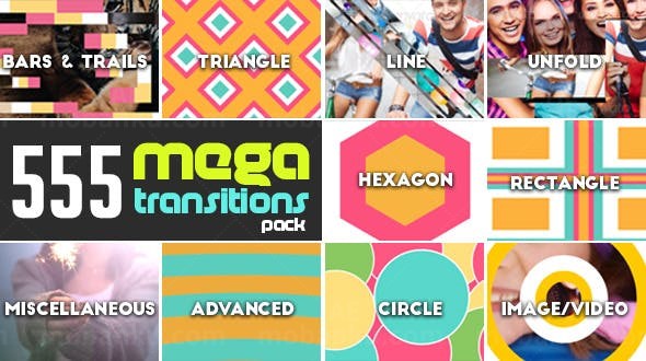 555个扁平转场AE模板