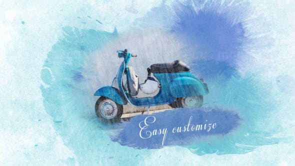 水彩切换幻灯片AE模板