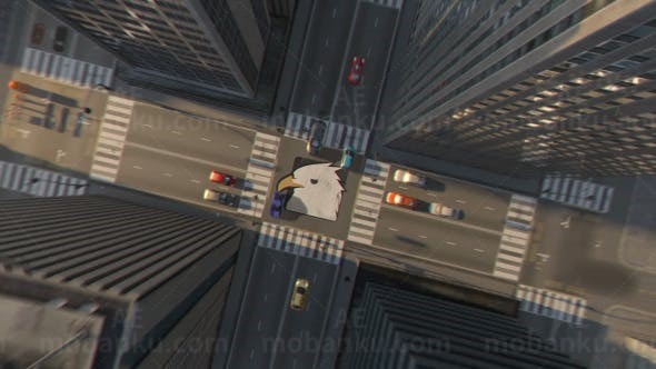 空中俯视缩放标志AE模板