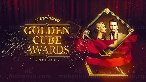 金色立方颁奖包AE模板