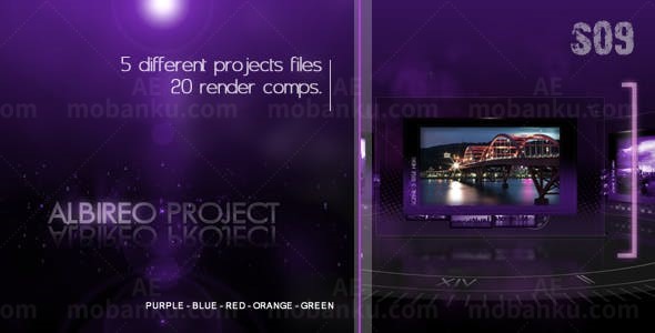 紫色背景三维玻璃显示器效果AE模板