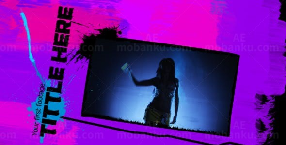 多彩杂渍泼墨效果图片视频展示AE模板