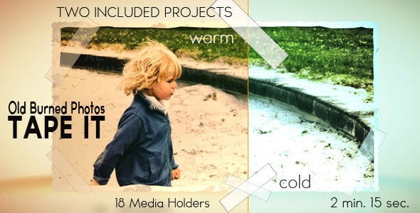 胶布粘帖照片折叠展示AE模板