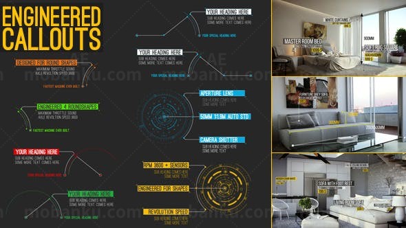 呼出线条文字展示AE模板