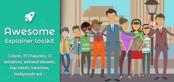 卡通角色视频解说AE模板