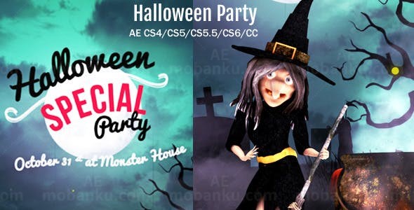 万圣节巫婆热舞片头AE模板