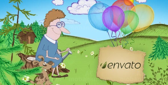 手绘儿童照片展示AE模板