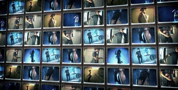 旧电视墙标志演绎AE模板