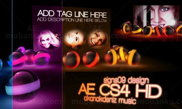 三维光球流动效果幻灯片AE模板