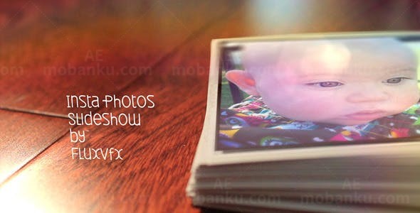 桌面散放照片幻灯片AE模板