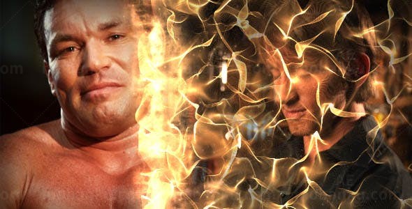 平面燃烧火光效果转场过渡AE模板