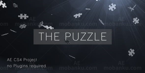 拼图标志展示AE模板