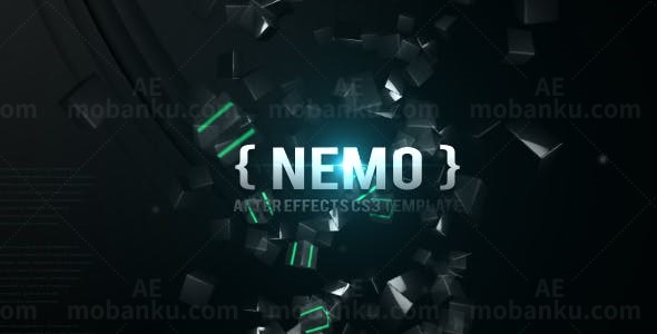 三维玻璃体空间悬浮缓坠效果揭示标题AE模板