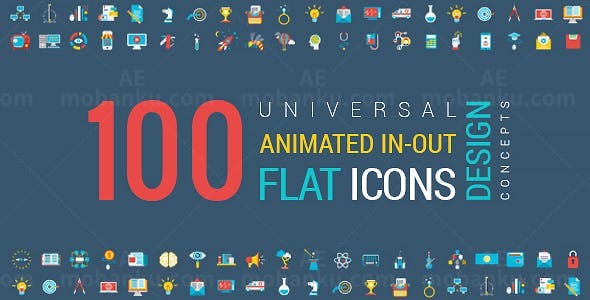 平面图标元素动画AE模板