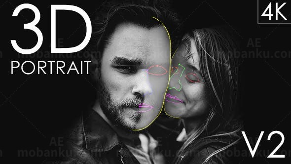 三维化人像照片AE模板