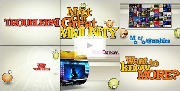 卡通风格表情动画跳动揭示文字视频AE模板