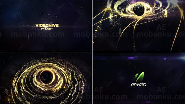 光线万花筒粒子地球标志AE模板