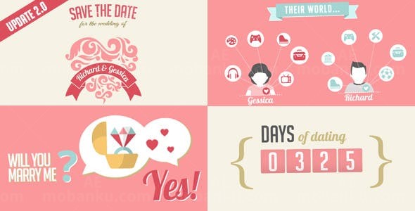 恋爱时间记忆AE模板