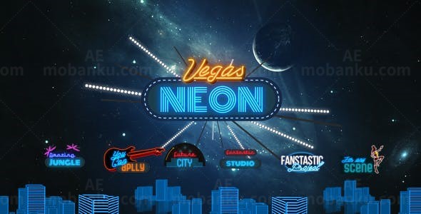 动感霓虹灯标题AE模板