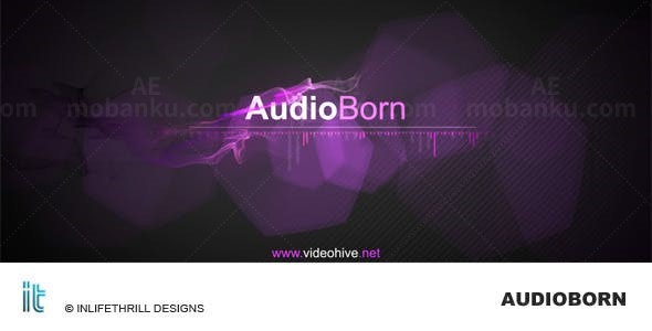 音频频谱可视化效果文字标题展示AE模板