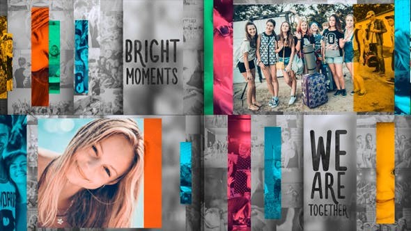 照片彩条幻灯片AE模板