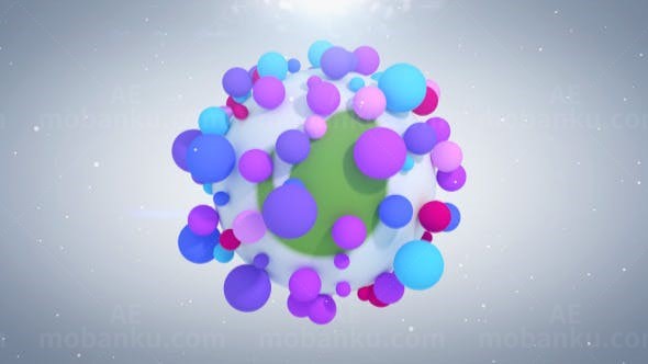 活力气球粒子动画标志演绎AE模板