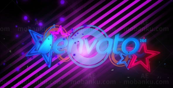 多彩条纹背景效果齿轮装饰大标题AE模板