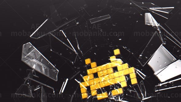 玻璃破碎标志演绎AE模板