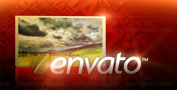 时尚红色背景图片视频展示AE模板