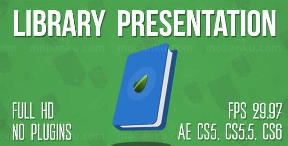 清新卡通书店宣传展示AE模板