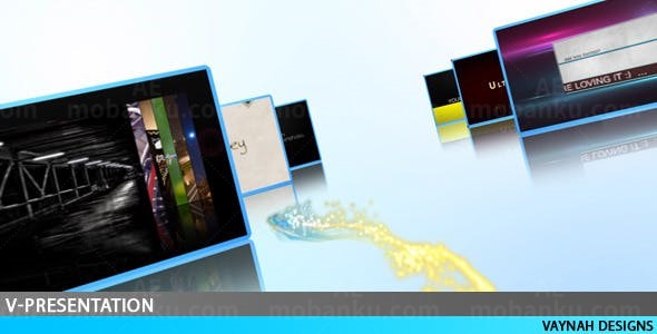 简洁明亮背景三维空间显示器展示AE模板