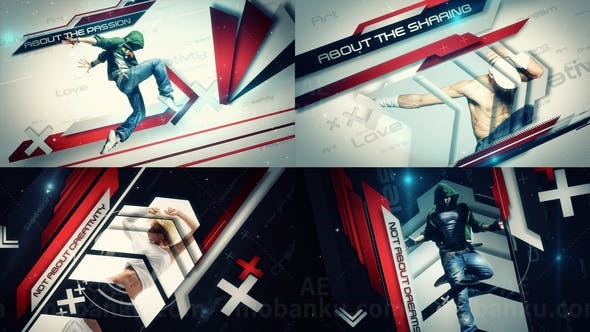 文字图片栅格化横切拼接展示AE模板