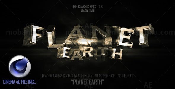 行星地球三维文字片头AE模板