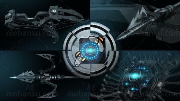 科幻飞船飞箭变换标志AE模板