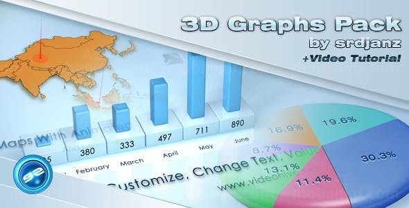 三维光泽数据统计饼图动态展示AE模板