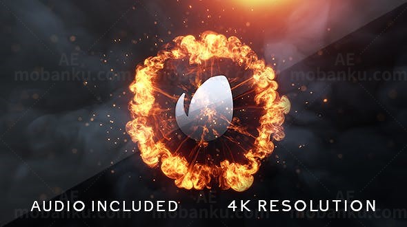 粒子火环标志动画AE模板