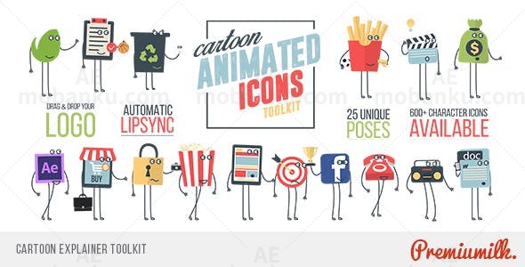 卡通解说人物动画工具包AE模板