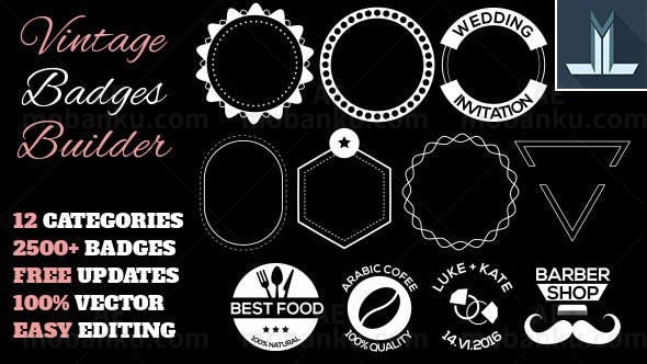 复古徽章动画元素创建器AE模板