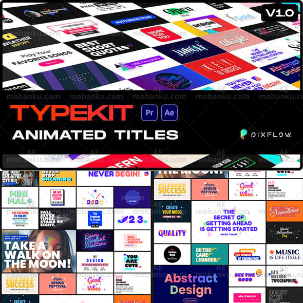 AE/PR脚本-550+个现代时尚文字标题排版字幕条设计动画