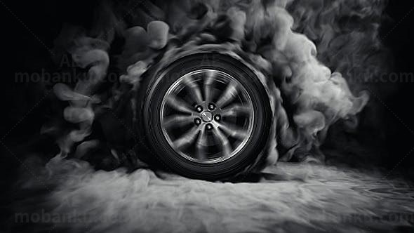 酷炫轮胎粒子特效标志AE模板