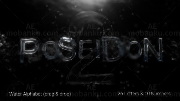 水流体字母特效动画AE模板