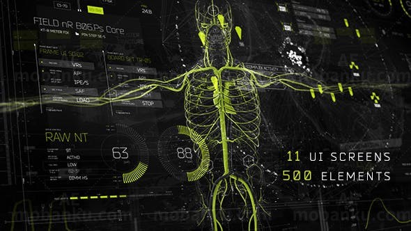 科技医疗地图UI元素动画AE模板