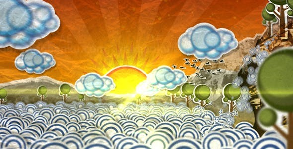 卡通幻想云朵之上照片展示AE模板