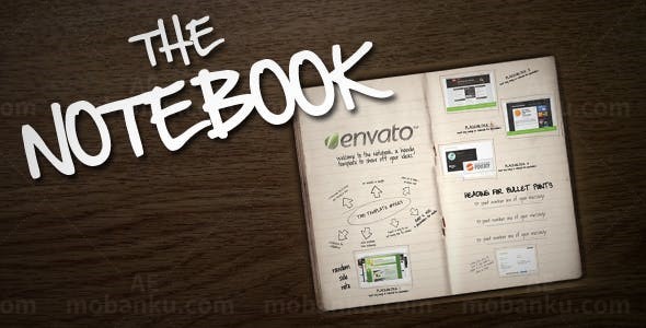 笔记本手绘文字标题展示AE模板