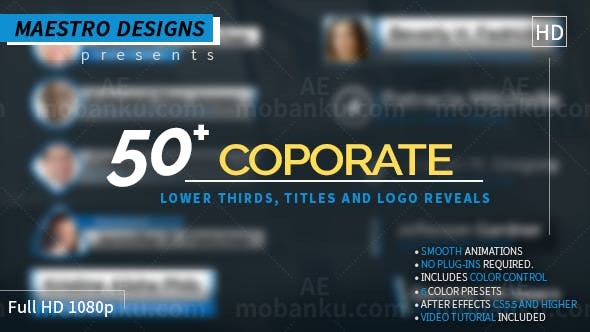 企业风格字幕动画标志包AE模板