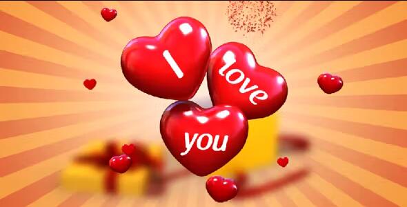 爱心礼物盒子动画AE模板