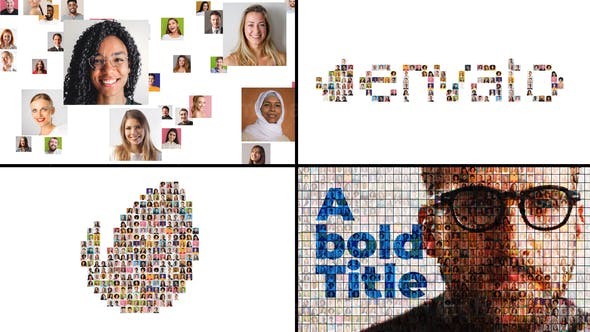 企业员工照片汇聚LOGO标志AE模板