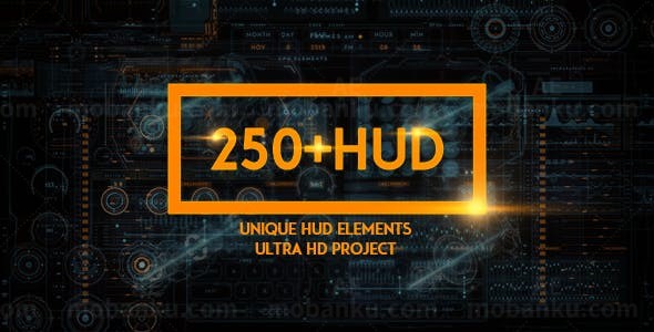 250个科幻HUD动画元素AE模板