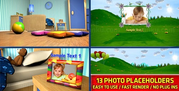 创意儿童相册展示AE模板