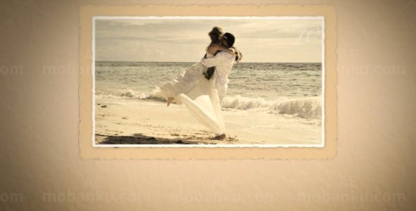 金色浪漫婚礼照片视频展示AE模板